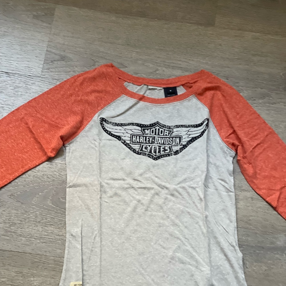 Harley-Davidson Kids Long Sleeve Tee - Gray and Orange